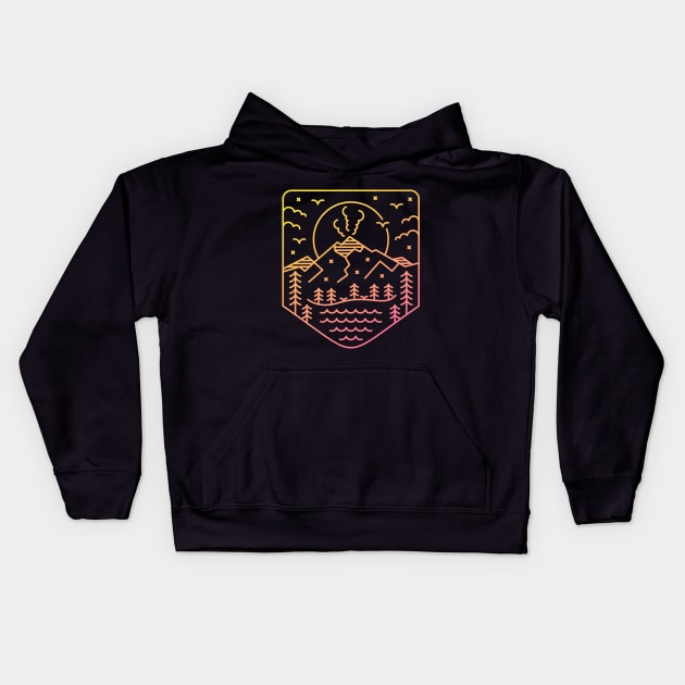 Volcano Lines Kids Hoodie by VEKTORKITA